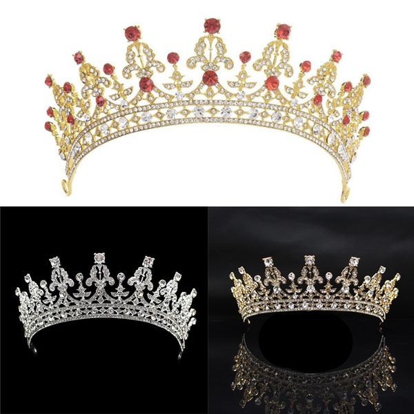 

hair accessories women lady girl tiaras headwear wedding bridal bridesmaid crystal crown head ornament js24, Golden;white