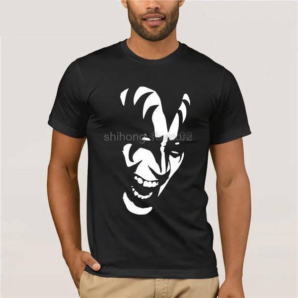 

gldan brand kiss gene simmons band t-shirt summer men's short sleeve fashion t-shirt, White;black