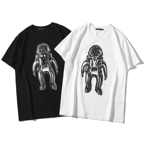 

men's short sleeve men brand fashion street tshirt trend mens t-shirts letters casual astronaut pattern breathable size s-2xl, White;black