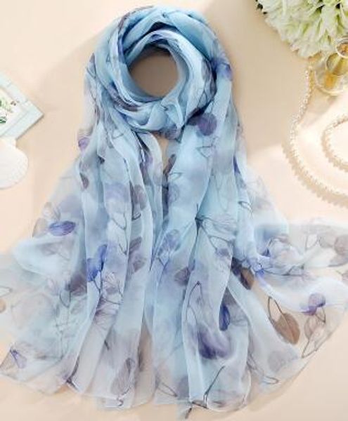 

silk silk scarves, women's autumn and winter styles, foreign fashion, long scarves, all kinds of silk scarves in spring and autumn, Blue;gray