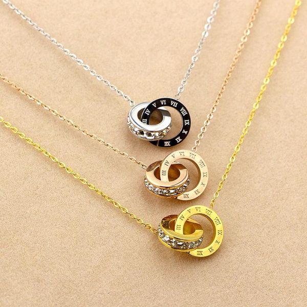 

2020 drill roman numerals short necklace for woman south korea fashion titanium steel rose gold plated collar bone chain gift, Silver