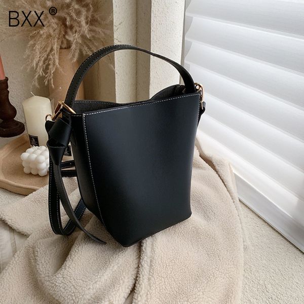 

bxx] solid color pu leather crossbody bags for women 2019 winter shoulder messenger bucket bag female travel handbags hj761