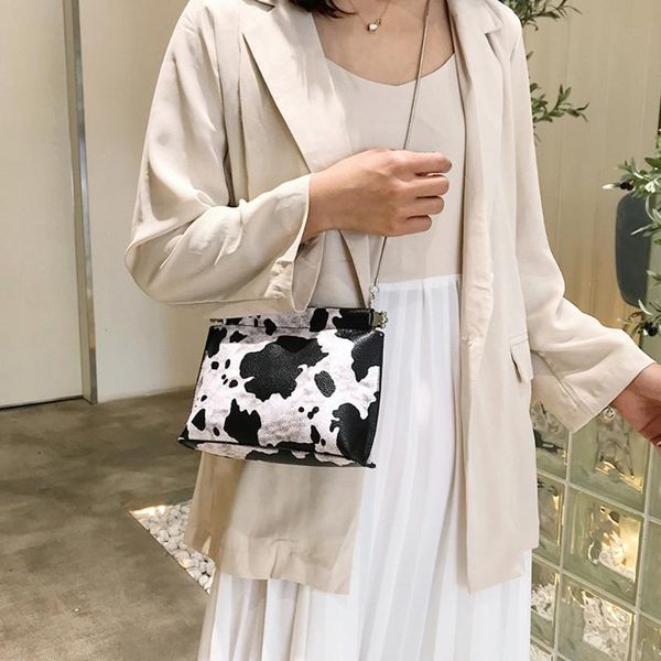

casual cow pattern clip women handbags ladies totes crossbody bags fashion female shoulder messenger bags purses