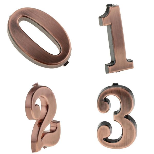 

0 1 2 3 plastic copper number door address 3d digits numeral plate plaque sign sticker for gate room waterproof