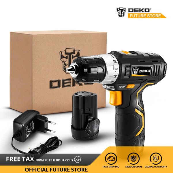 

deko gcd12du3 12v max аккумуляторная дрель электрическая отвертка lithium-ion мини драйвер питания переменным 18 + 1 настройки 2 батареи