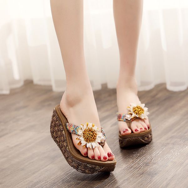 

2019 women beach flip flops platfrom sandals women summer slippers beach shoes female wedges sandals flip flops, Black