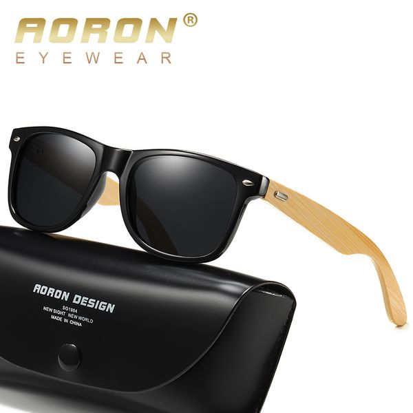 

aoron wood mens polarized sunglasses men women square bamboo leg sun glasses uv400 eyeglasses, White;black
