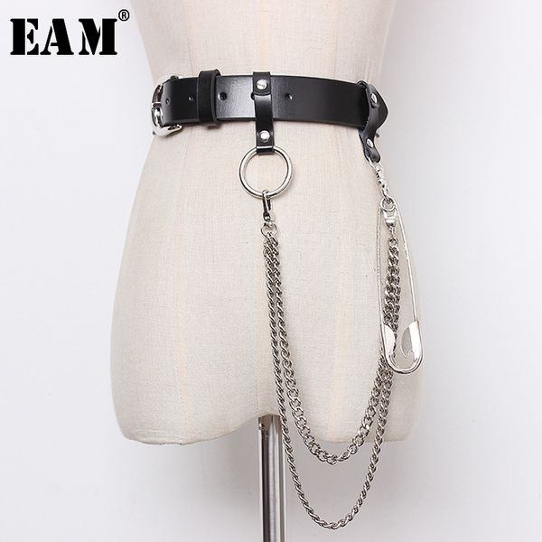 

eam] 2020 новой весна лето pu leather black chain split joint личности длинного пояс женщина мода tide все матч jt474, Black;brown