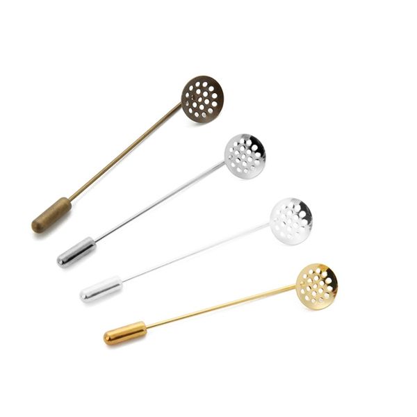

10pcs/lot 50mm long brooch pin base copper 12mm round blank tray vintage brooch base settings diy jewelry making accessories, Blue;slivery