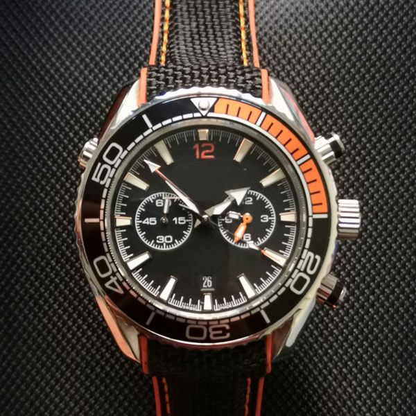 

Черный montre men s luxury Japan vk кварцевые часы дизайнер холст ремешок световой хронограф