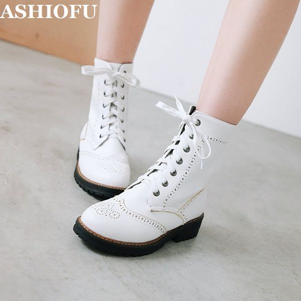 

ashiofu new handmade women's boots wedding party cross-strap shoelace boots evening daily wear fashion, Black