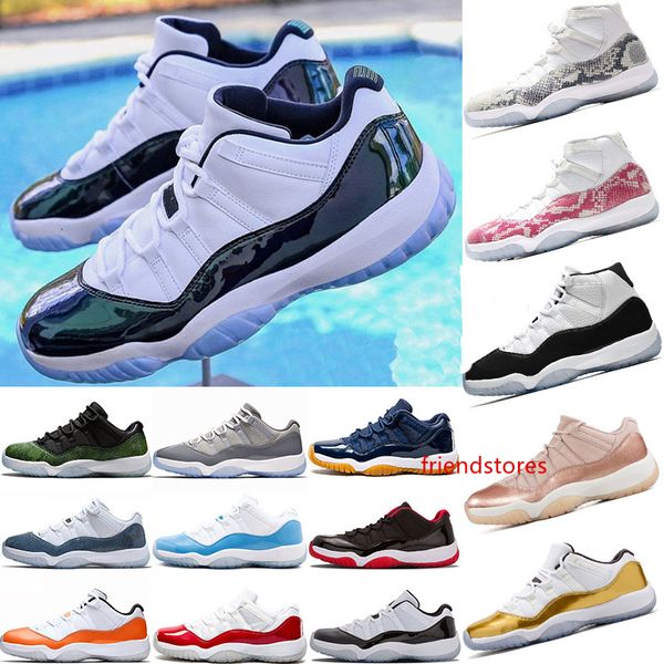 

2019 snakeskin white midnight navy rose gold concord cap and gown orange trance win like high low cut men women basketball 11s shoes