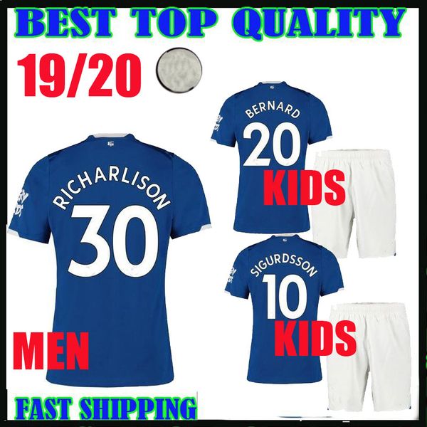 

New 19 20 everton occer jer ey 2019 2020 home 30 richarli on 12 digne 10 igurd on cenk to un walcott men and kid kit football hirt