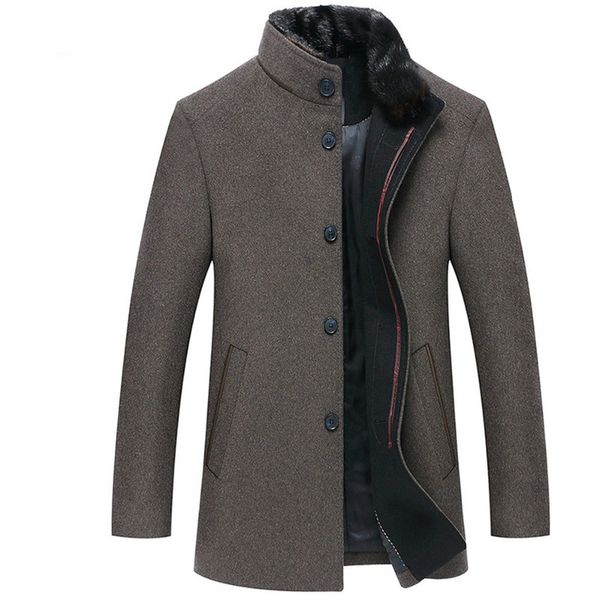 

men wool coats casaco masculino inverno single button mens overcoat windproof men cloths slim coats for, Black