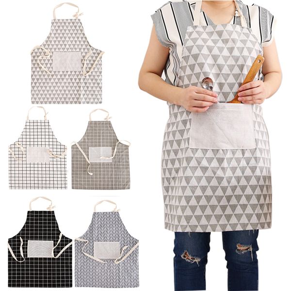 

nordic black and white geometric kitchen aprons cotton linen home cooking baking shop cleaning bibs