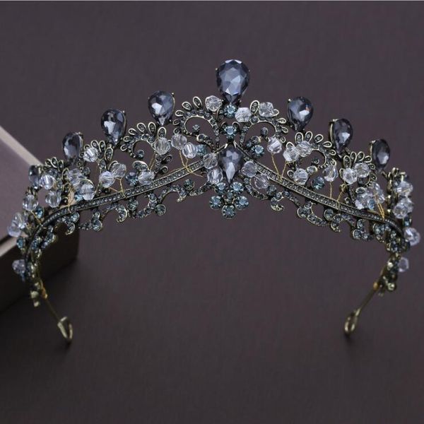 

kmvexo baroque black wedding tiara headband rhinestones bridal hair accessories vintage crowns bride diadem pageant hair jewelry, Golden;white