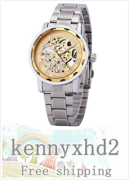 

001 fashionable business trend men's roman vintage digital hollow manual mechanical watch, Slivery;brown