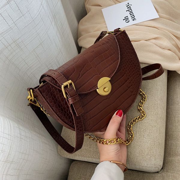

french saddle bag women's bag 2019 new tide korean version of the hundred alligator texture trested retro high quality