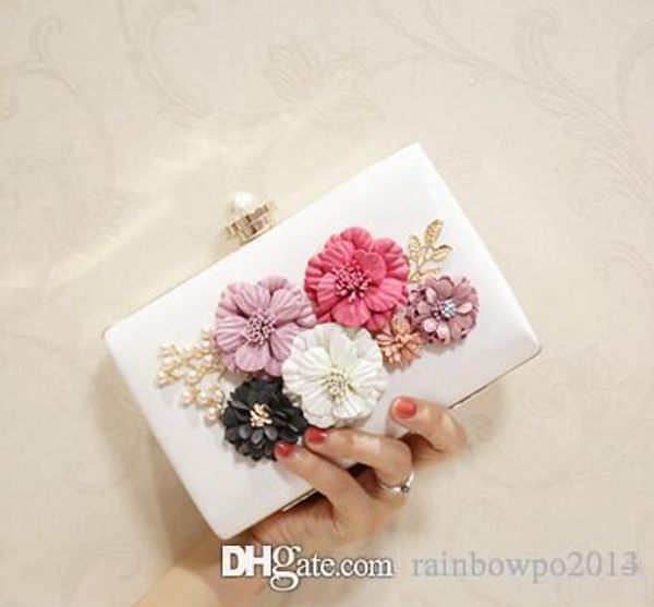 

sales handbag factory exclusive custom 3 d flower woman hand bag fashion set auger dinner packages leather hand bag bride