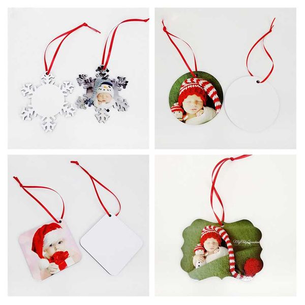 

sublimation mdf round square snow christmas ornaments decorations transfer printing diy blank consumable xmas gifts mma2735