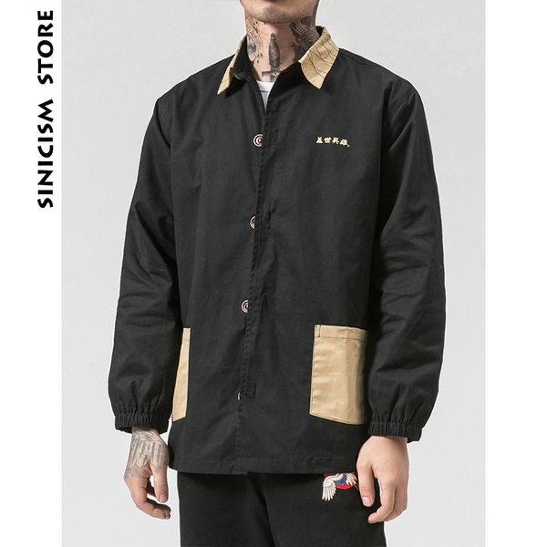 

sinicism store man windbreaker 2019 mens funny print pocket black bomber jacket male streetwear fall japanese fashions jacket, Black;brown