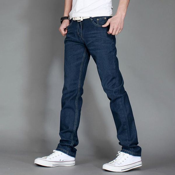 

men's jeans 2021 mens brand fashion men casual slim fit straight high stretch feet skinny man blue sell male trousers