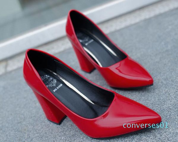 

large size high heel women shoes 2019 spring and summer new 40---43 extra large pointed shoes fashion wild shallow mouth work shoes co01, Black