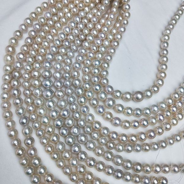 

12-13mm perfect round edison natural freshwater pearl strand string beads, Silver