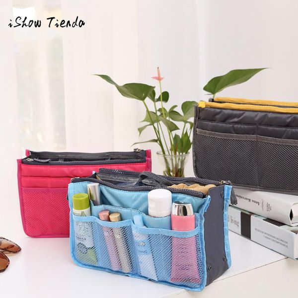 

women toiletry wash storage bag insert handbag organiser pouches liner nylon case tidy travel organizer purse 28x17x9.5 cm