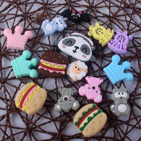 

xcqgh 3pcs baby silicone beads cartoon mini animal silicone teething beads for diy pacifier clip teether strap