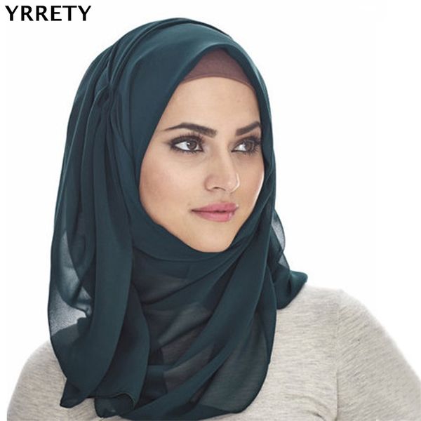 

yrrety muslim hijab bubble chiffon hijab shawls wrap muslim heavy bubble chiffon plain 46 colors scarves/scarf 180*75cm, Blue;gray