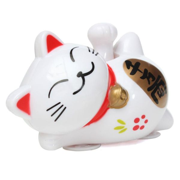 

solar powered 11cm maneki neko lucky waving beckoning fortune cat car decor new white