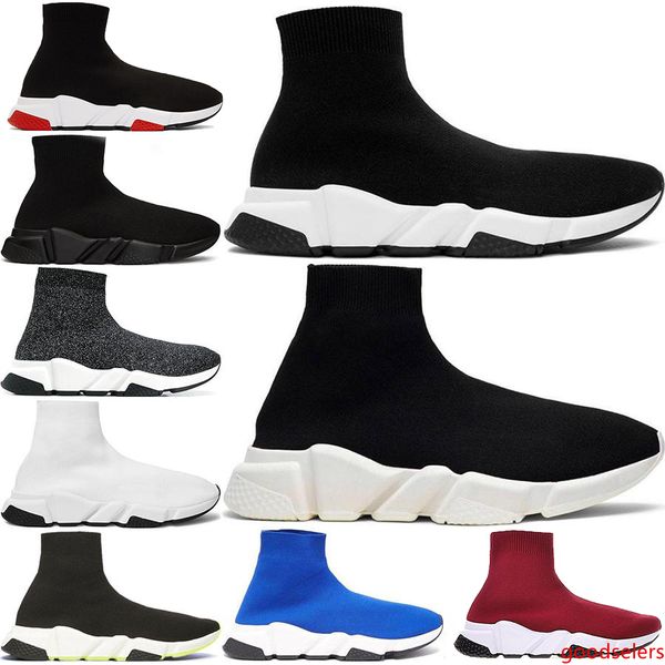 

platform speed trainer paris knit sock shoes triple black white red fashion boots sports runner men women casual sneakers