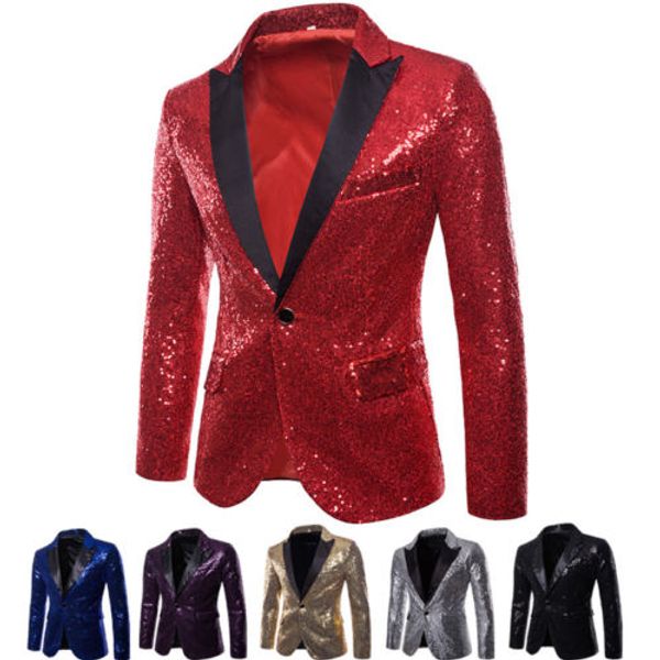 

новая мода пришивания blazer мужчины формальная партии blazer куртки пальто outwear fit тонкий бизнес star stage club suit плюс размер 42-50, White;black