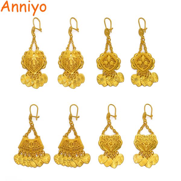 

anniyo african gold color drop earrings for women girls,arab ghana nigeria jewelry gifts with heart small pieces #111306, Silver