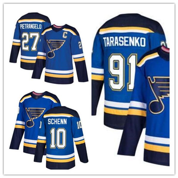 

st.louis blues jerseys 91 vladimir tarasenko 27 alex pietrangelo 10 brayden schenn embroidery logos jersey mens youth women, Black;red
