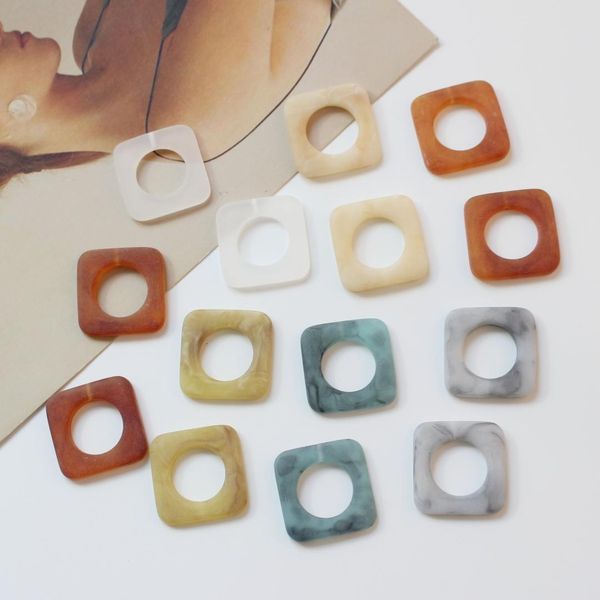 

new style 50pcs/lot 25mm matte color print geometry square shape resin beads diy jewelry earring/garment accessory