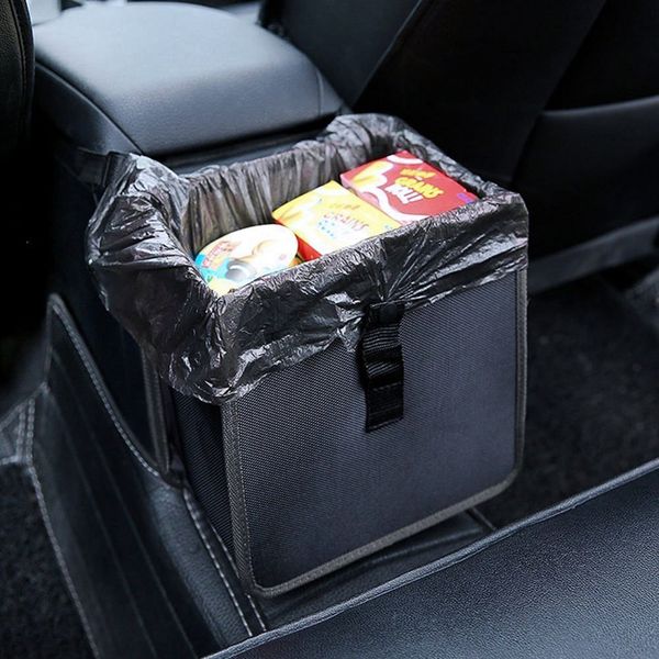 

hanging car trash bag can waterproof litter garbage bag organizer 1.85 gallon capacity black dustbin storage holder