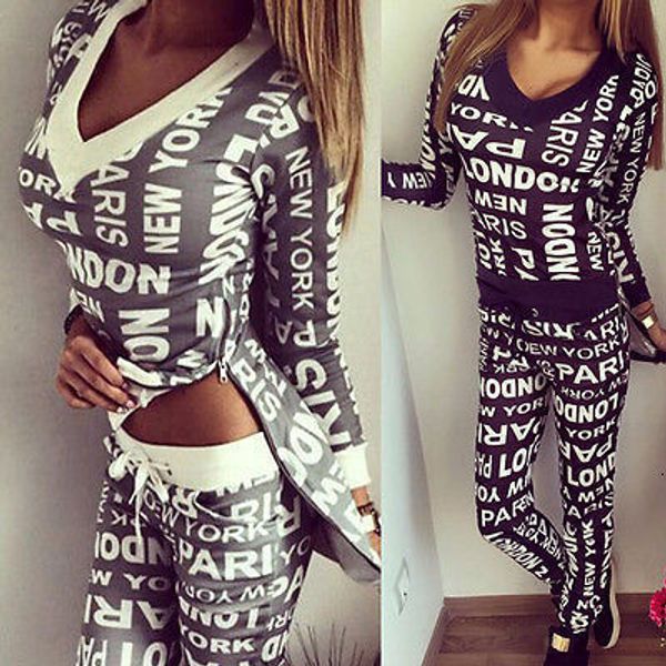

tracksuit woman clothing hoodies set letter print sportwear suit women 2 piece set costumes sweatshirt pants sudaderas, White