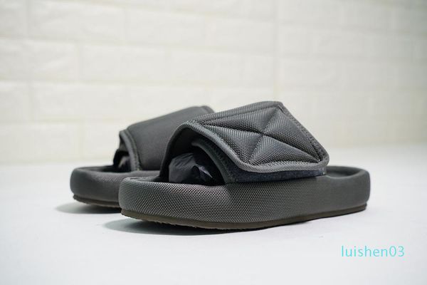 

2020 new kanye season 6 nylon slides men women 3d waterproof west seasn6 memory foam high-density embroidery green slippers l03, Black