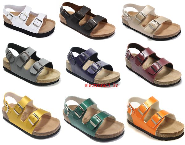 

new brand arizona sell summer men women thick bottom flats sandals cork casual slippers open-toed genuine leather shoes size 35-46
