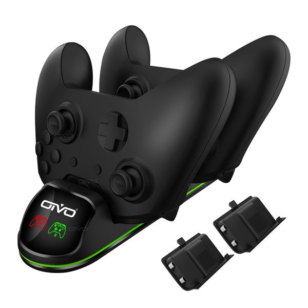 

2019 oivo dual controller charger for xbox one/one s/one x charging status display screen station dock 2 rechargeable battery pack