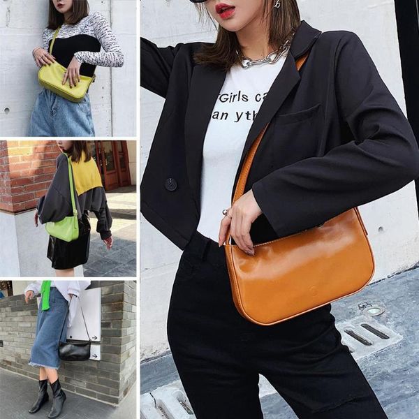

fashion pu leather messenger bag women solid color zipper shoulder handbag