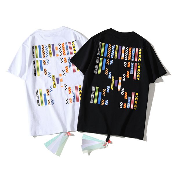 

2020 summer mans t shirt casual short-sleeved t-shirt tide brand ow color of the logo womens shirts with an arrow off slowdown, White