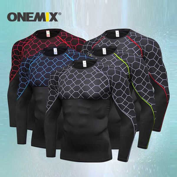 

onemix 2020 new arrival quick dry mens sports suits fitness jogging suits sportwear comprehensive training suit men running set, Black;blue