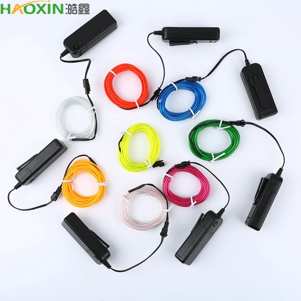 

haoxin 3v 3m glow el wire cable led neon christmas dance party diy costumes clothing luminous car light decoration clothes ball rave