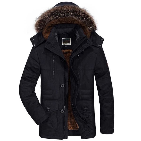 

fur collar jacket winter men plus velvet lining hooded casual coat new men thick warm windbreaker plus size outerwear parkas 6xl, Tan;black