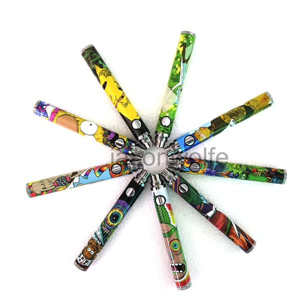 

1100mah Vape Pen Эго Испаритель Аккумулятор Нижняя Twist Cartoon E Cigarette Variable Voltage 3.3В-4.8В Для 510 Thread Ecigs Картридж Атомайзер