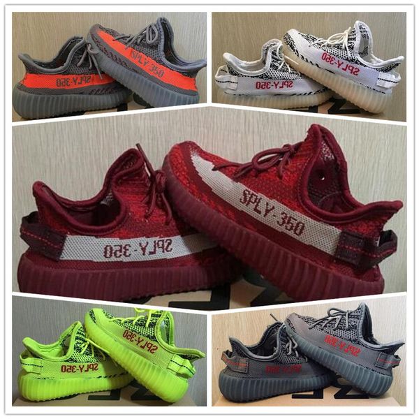 

Kids 350 Обувь молодежная Детская Kanye West 350 V2 Zebra Blue Tint Core Черный Белый Красный Мальчики Девочки Кроссовки 28-35