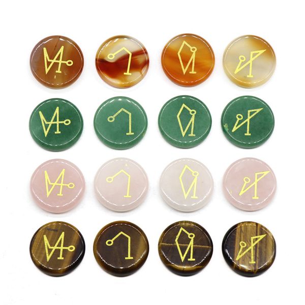 

4pcs/lot 25mm natural stone beads crystal agate ancient greece energy four angels guard reiki symbols stone, Black
